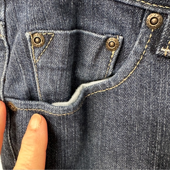 Levi Signature lady denim low rise bootcut jeans button zip fly dark wash - Picture 5 of 8